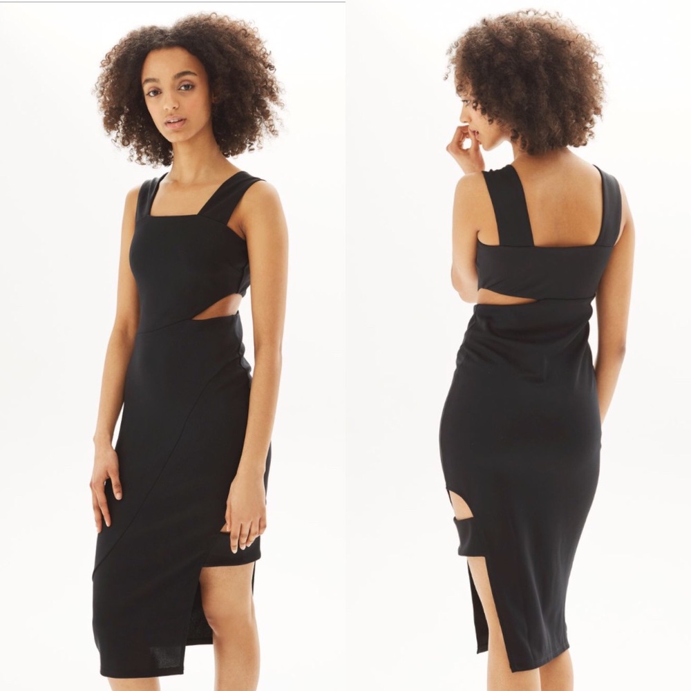 NEW Topshop Wide Strap Cutout Midi Dress NWT LBD